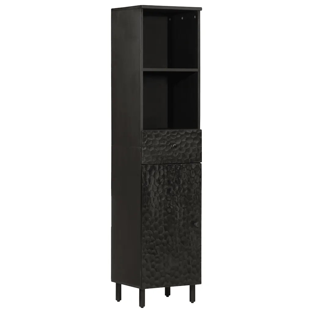 Mobile da Bagno Nero 38x33x160 cm in Legno Massello di Mango 356841
