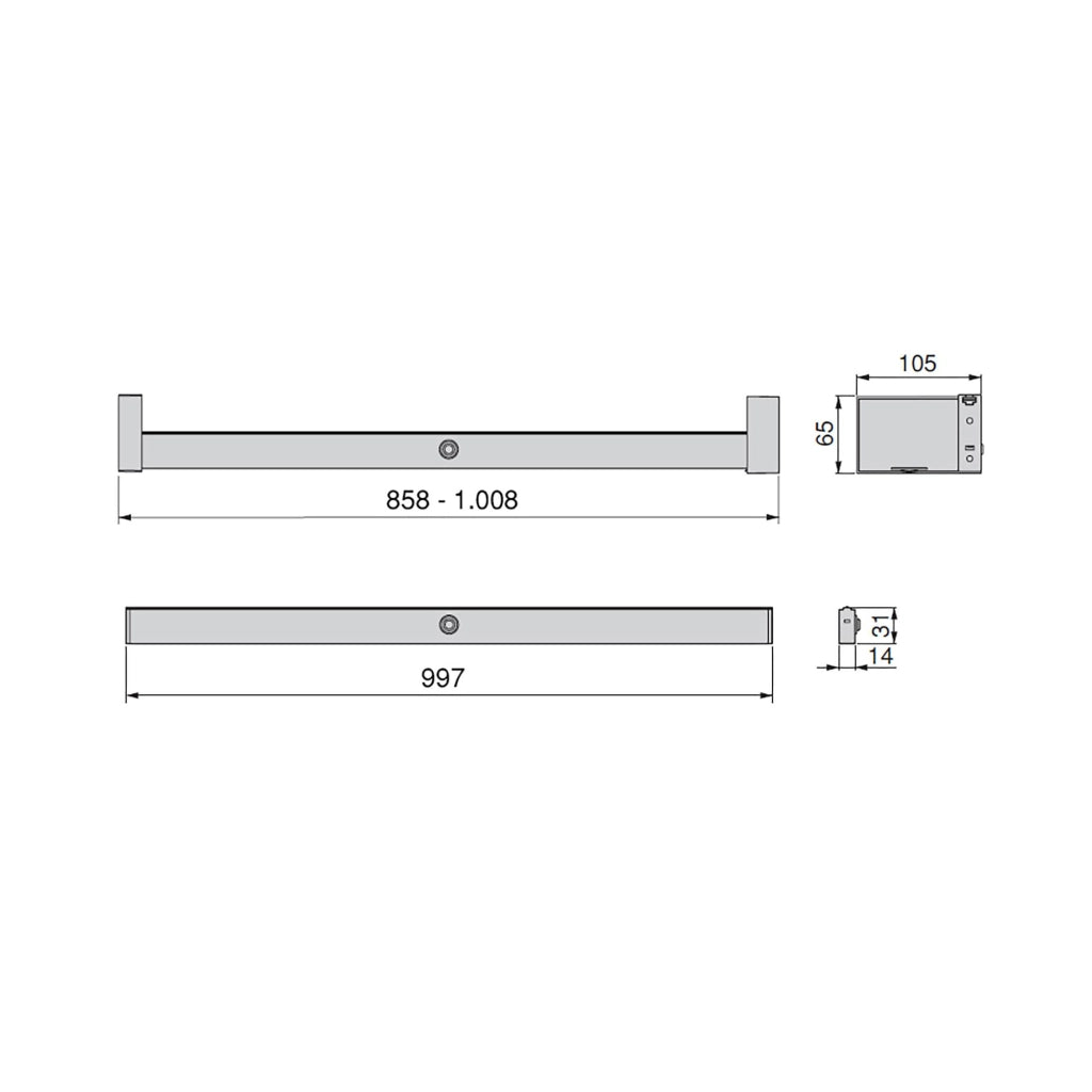 Emuca Barra appendiabili per armadi Castor con luce LED, batteria rimovibile e sensore di movimento, 1.008, Verniciato moka, 1 u.