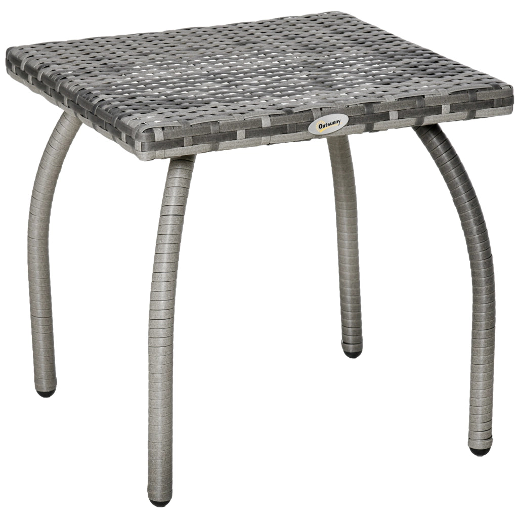 EasyComfort Tavolino in Rattan Sintetico da Esterno e Giardino Grigio