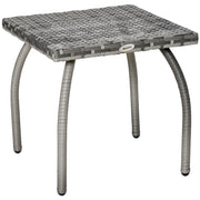 EasyComfort Tavolino in Rattan Sintetico da Esterno e Giardino Grigio