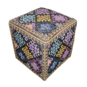Pouf contenitore Solitaire in cotone multicolore