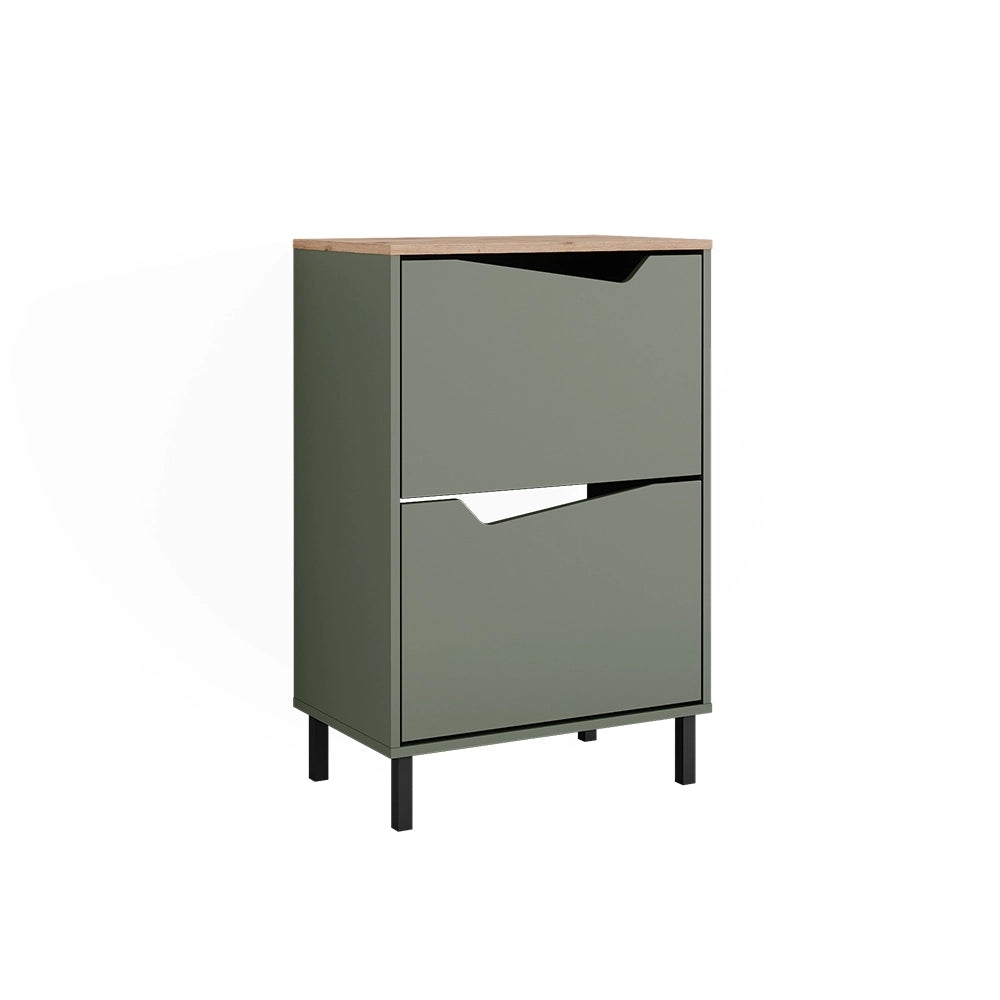 Vicco Scarpiera da ingresso Verde/Artigianale 60 x 91.6 cm con 2 scomparti