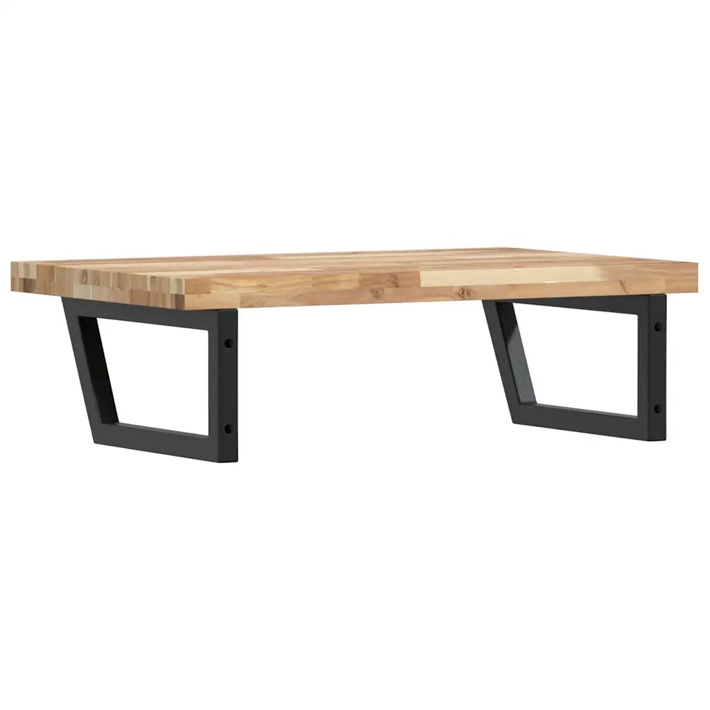 Ripiano a Parete per Lavabo-Supporti per mensole in Acciaio e Massello di Acacia 890942