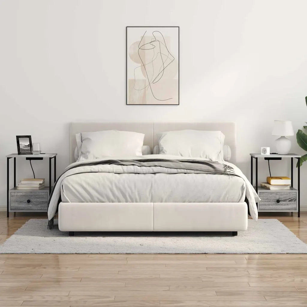 Set di 2 Comodini | Armadio da Notte | Mobiletto da notte Grigio Sonoma 42 x 41 x 56 cm