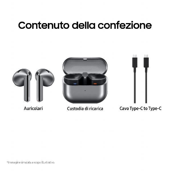 Samsung galaxy buds3 auricolari ai open-type true wireless, audio hi-fi, impermeabilità ip57, silver - R530NZAAI