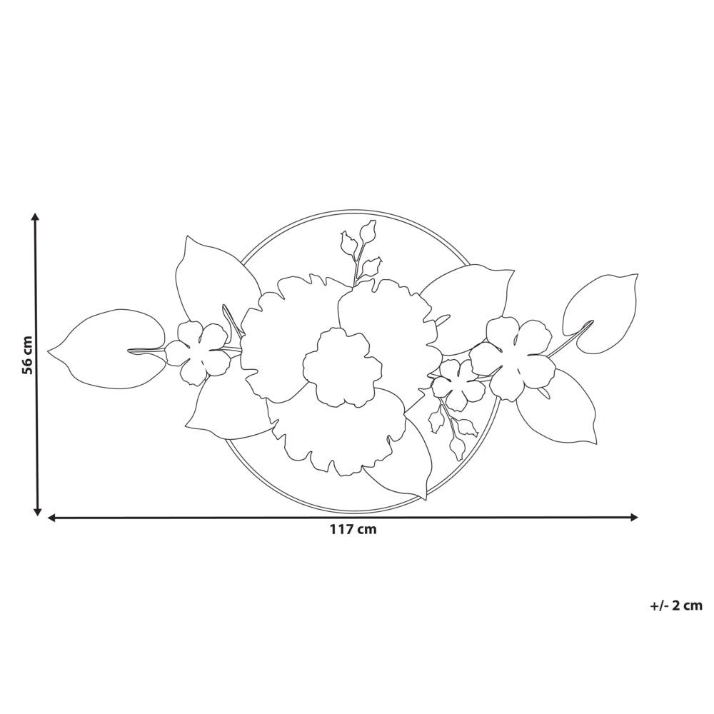 Ornamento da parete in metallo dorato fatto a mano pezzo di Deco con composizione floreale moderna