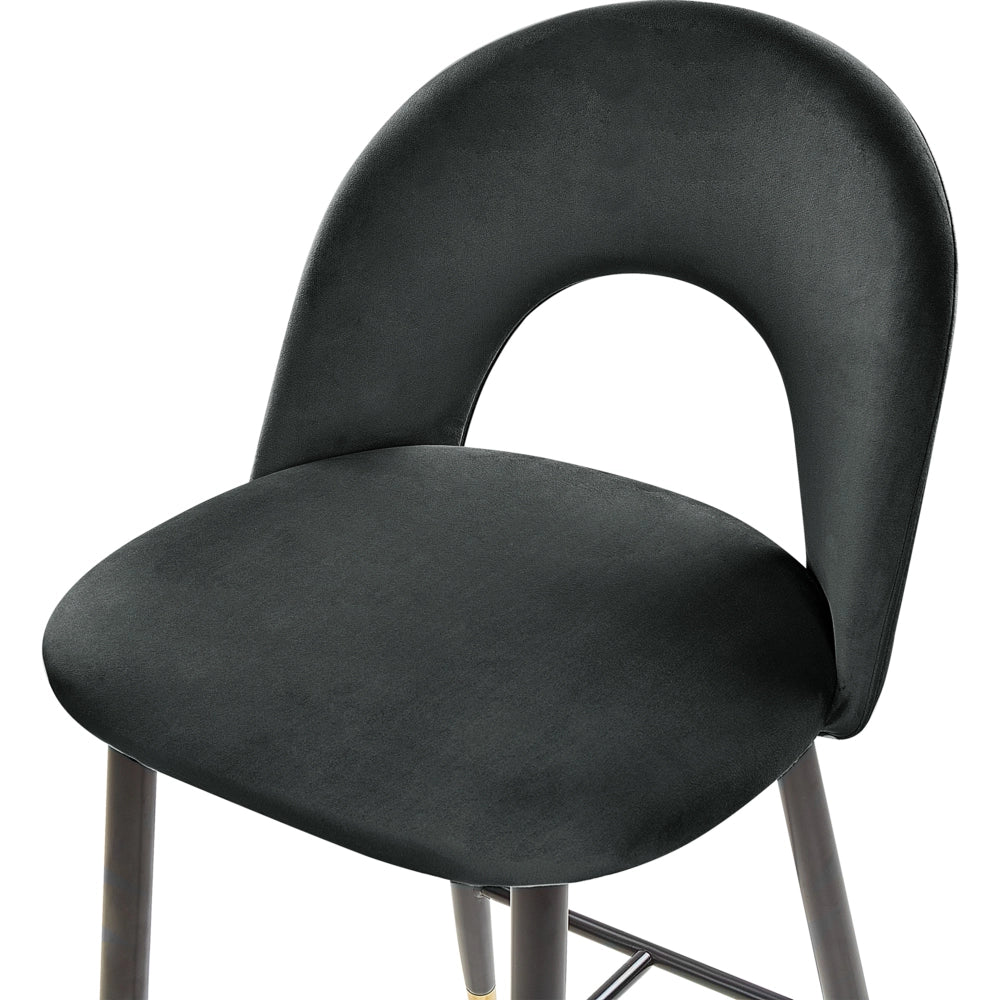 Set di 2 sedie da bar Corallo Rosso Velluto Nero Acciaio Design retrò accenti dorati Sala da pranzo