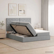Letto con Contenitore Grigio Chiaro 200 x 200 cm Tessuto 3459807