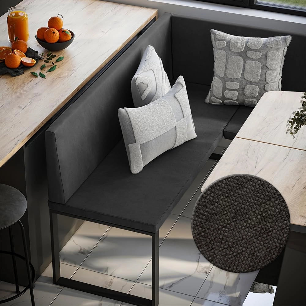 panca ad angolo Ravon, Antracite, 150 x 150 cm, adatta come panca da pranzo per cucine e zone pranzo