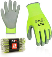 Manici di sicurezza - Manici da giardino - Rivestito di poliuretano - Latex-free - Giallo - Taglia L - Set di 15 paia