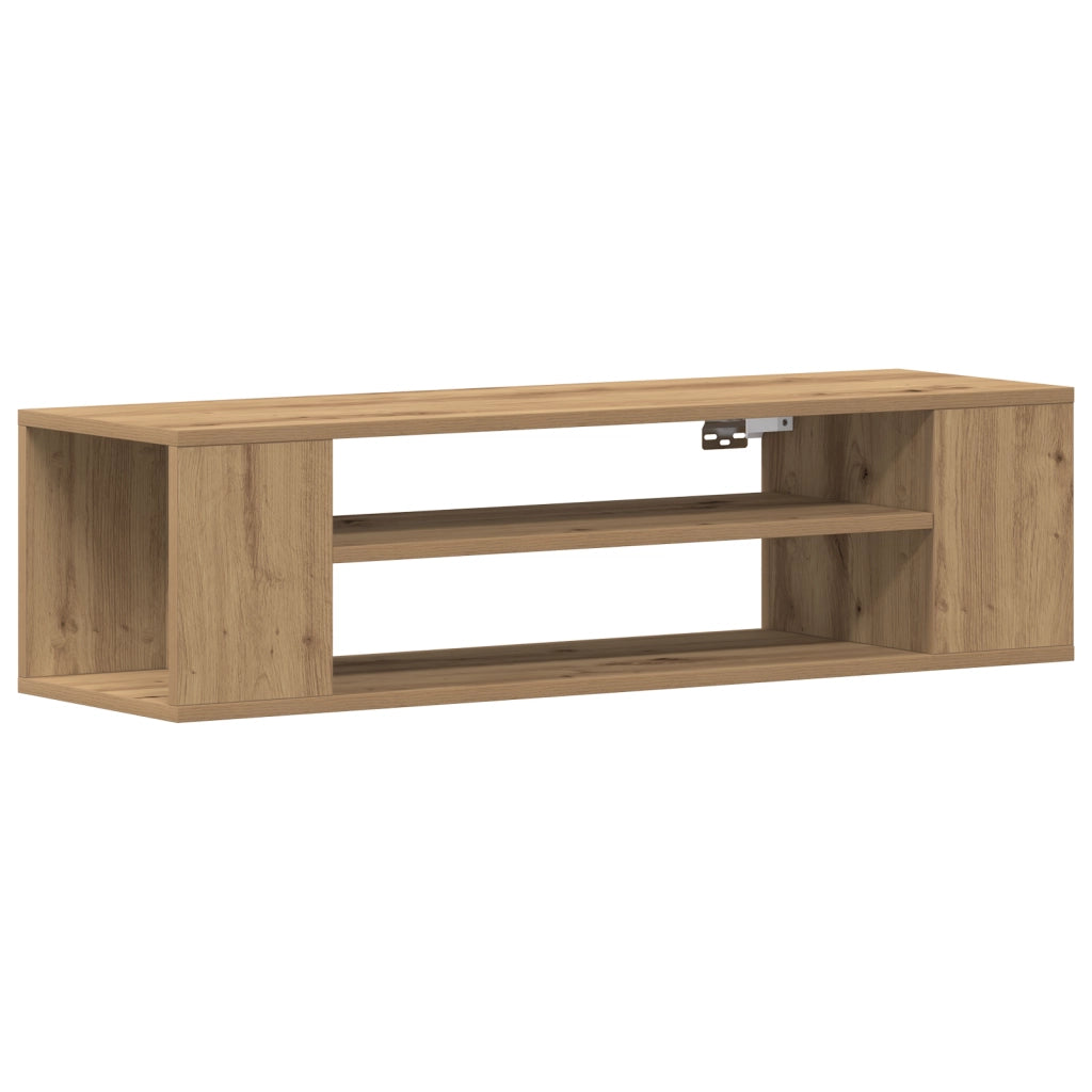 Mobile TV da muro  in rovere artigianale, 100x30x26,5 cm, in legno ingegnerizzato