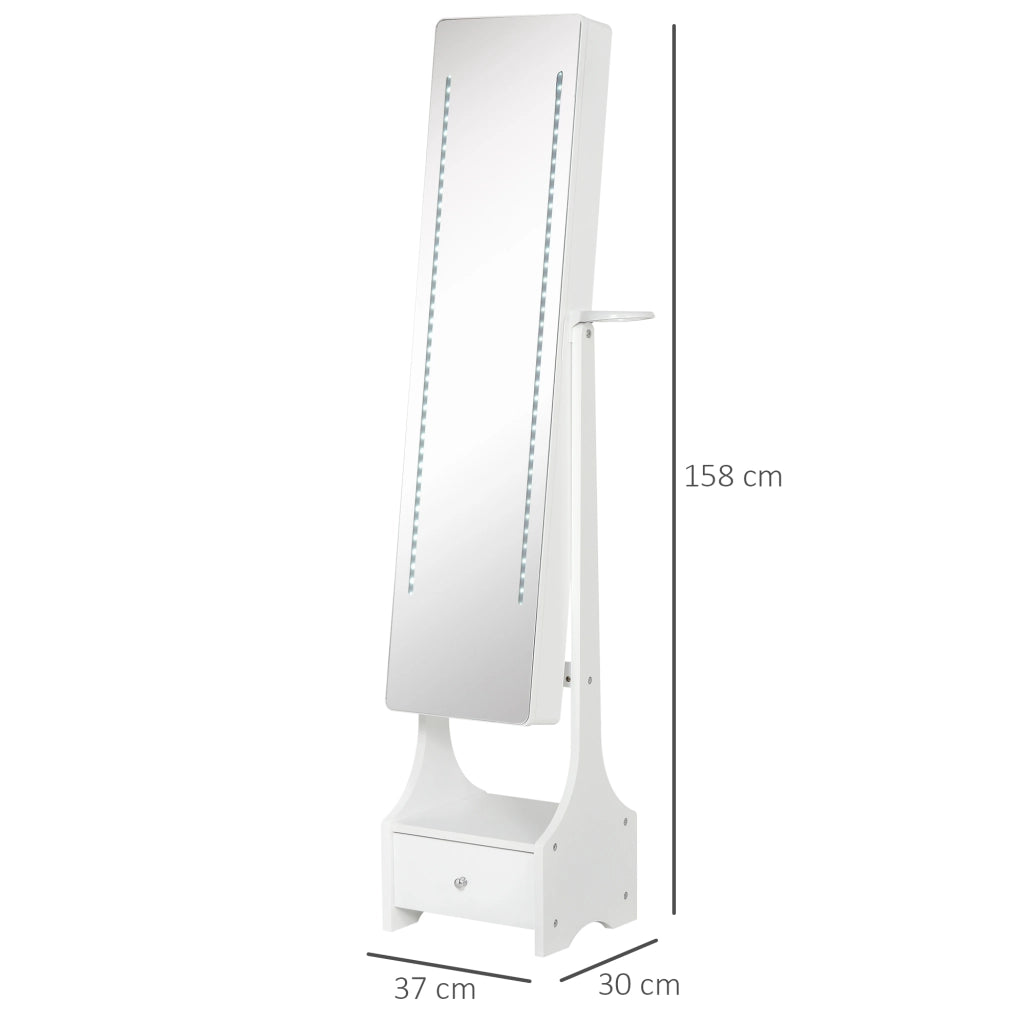Armadio Portagioie Specchio e Luci LED Regolabili con Interruttore Touch