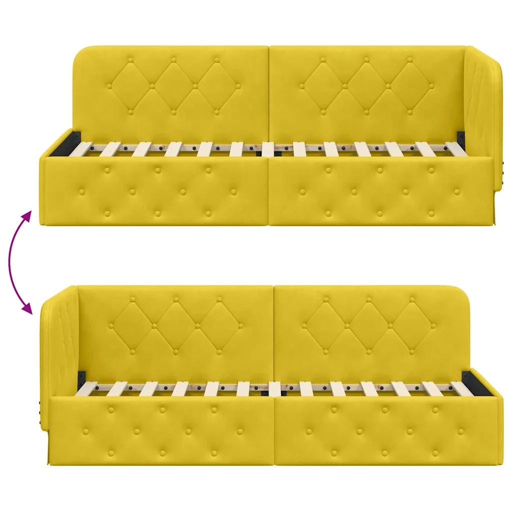 Cornice del letto ad angolo Giallo 80 x 200 cm Velluto