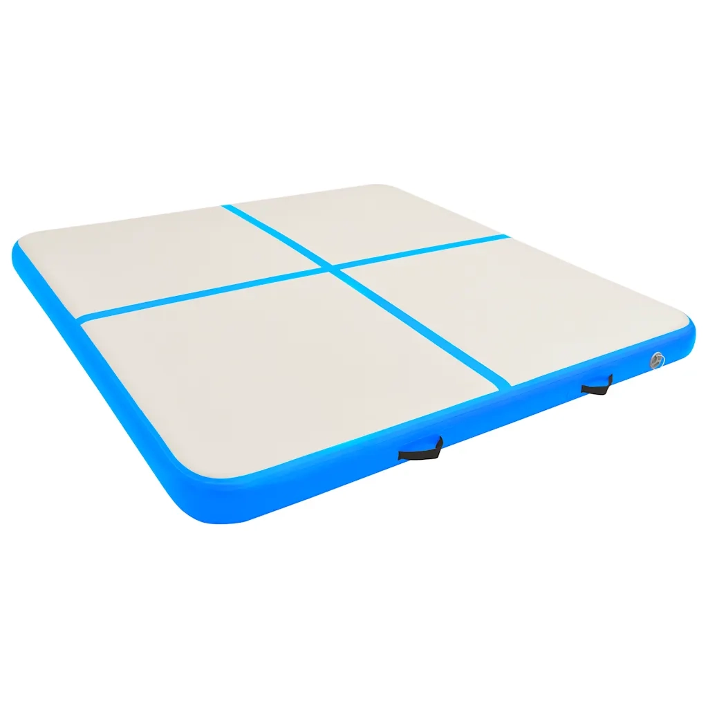 Tappetino Ginnastica Gonfiabile con Pompa 200x200x15cm PVC Blu 92698