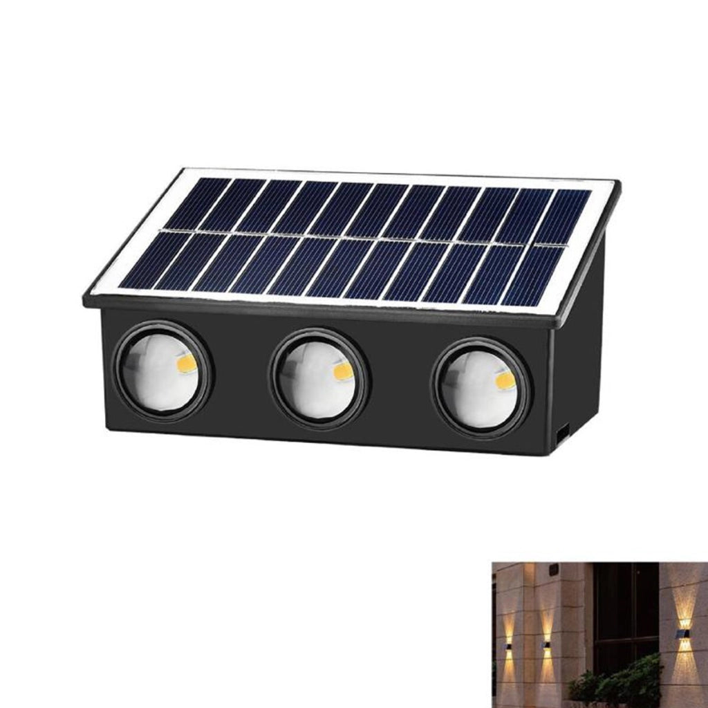 APPLIQUE LAMPADA 6 LED MURO PARETE SOLARE IP65 BIANCO CALDO GIARDINO TE-B0575*