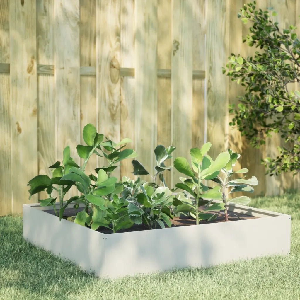 vidaXL Fioriera Rialzata da Giardino Bianca 100x100x33,5 cm in Acciaio