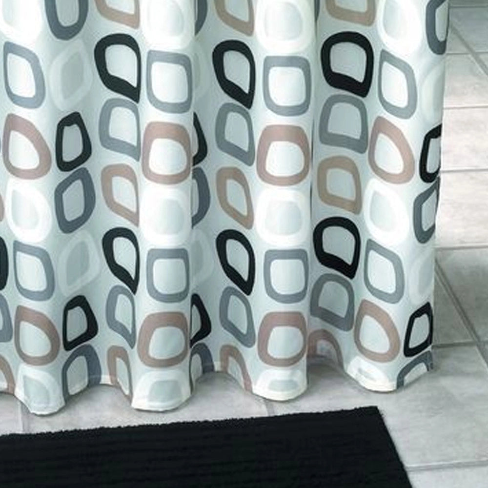 Trade Shop - Tenda Doccia Vasca Bianca In Poliestere 180 X 200cm Tendina Bagno Con Ganci -