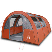 Tenda da Campeggio | Tenda Familiare a Tunnel per 4 Persone Grigio e Arancione