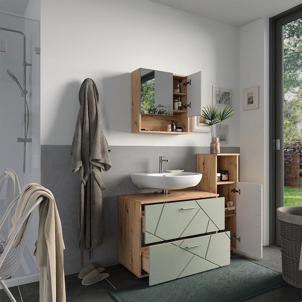 Vicco Set di mobili da bagno Verde salvia 3 parti