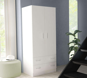 Armadio 2 Ante 80x52x180 h cm in Truciolare bilaminato Bianco