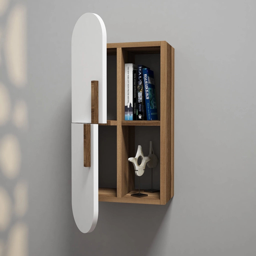 Mensola da parete in legno "Rose" - 35 x 22 x 60 cm - NoceBianco