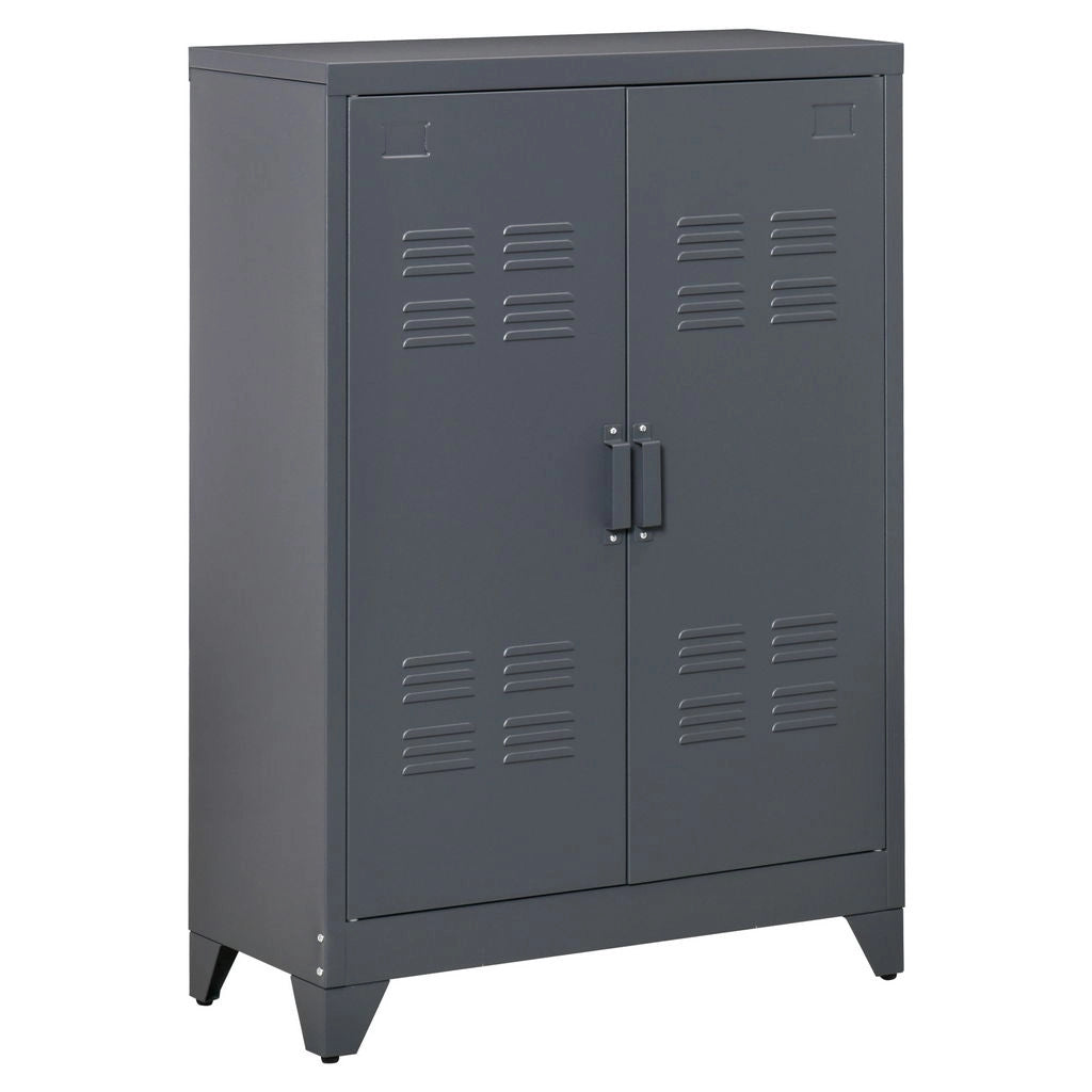 MOBILETTO MULTIUSO A 2 ANTE STILE INDUSTRIAL 75X33X110 CM GRIGIO