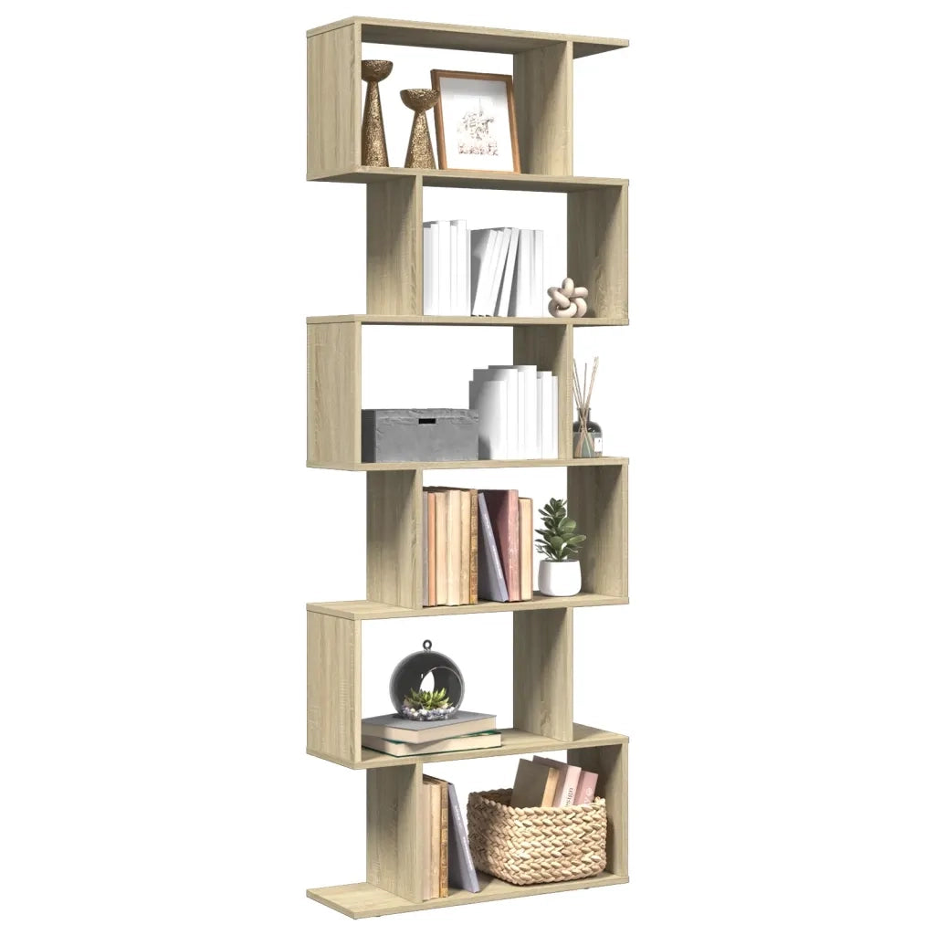 Libreria Divisorio 6 Ripiani Sonoma 70x24x193 cm in Truciolato 858086