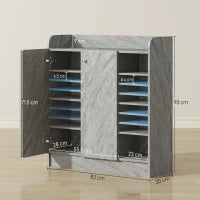 Scarpiera Moderna in Legno con 4 Ripiani Aperti e Armadietto per 12 Paia,, 83x30x90 cm, Grigio Cemento