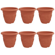 Fioriere | Cassetta per fiori | Vaso Rotondo per Fiori 6 pz Rosso Mattone ? 39 x 32 cm
