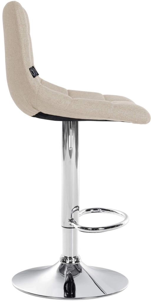 Sgabello Jerry in tessuto crema,cromo