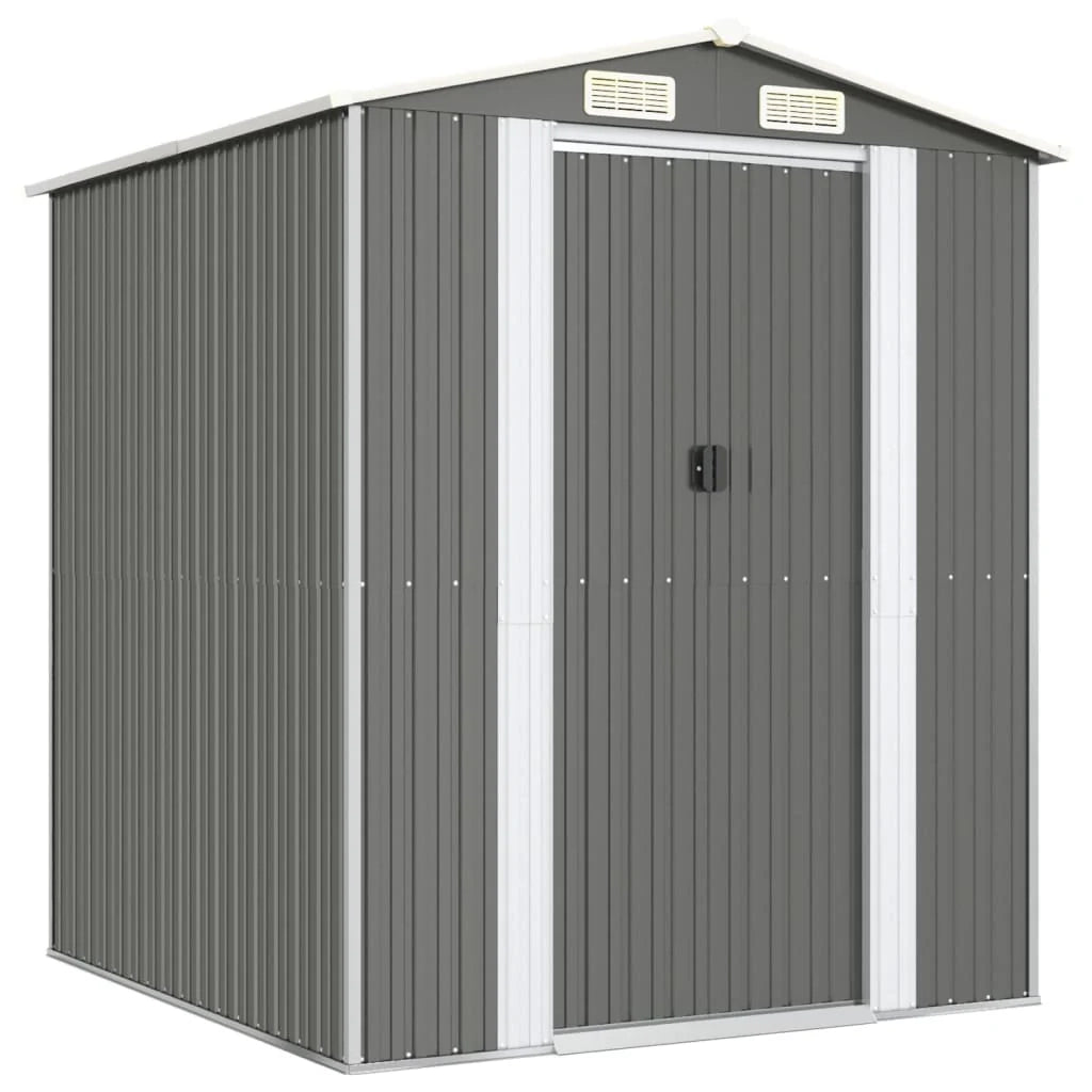 Casetta da giardino cabina ripostiglio capanno da esterno capanno per attrezzi robusta colore chiaro 192 x 191 x 223 cm acciaio zincato grigio 02_0022255