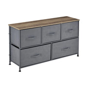 Elegante cassettiera pratico mobiletto portaoggetti con 5 cassetti in tessuto non tessuto 55 x 100 x 29 cm 03_0006834