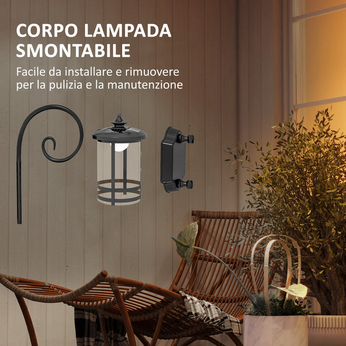 Lampada da Esterno con Pannello Solare 16,5x25,5x41 cm Impermeabile IP44 e Accensione Automatica Nero