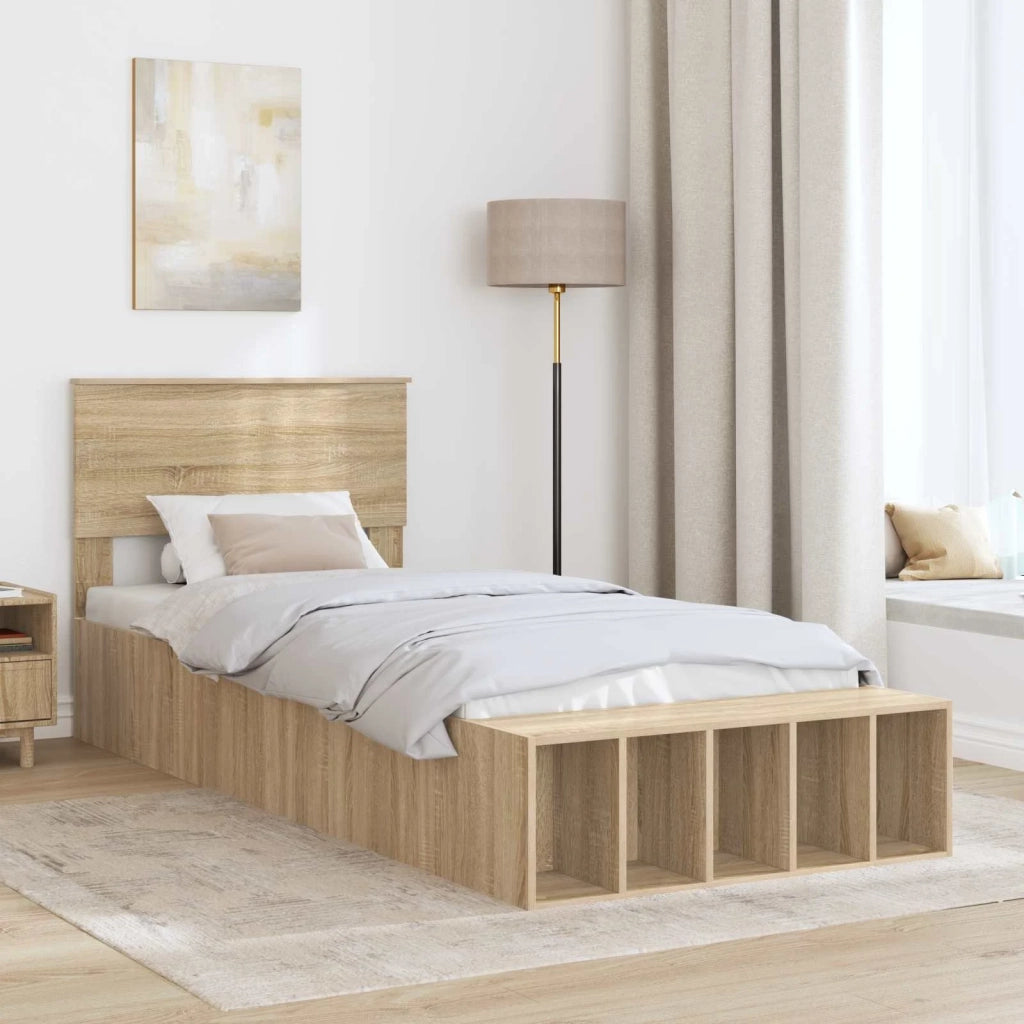 Struttura del letto Rovere Sonoma 90 x 200 cm Legno multistrato