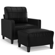 Poltrona | Sedia Relax con Poggiapiedi Nero 60 cm in Similpelle
