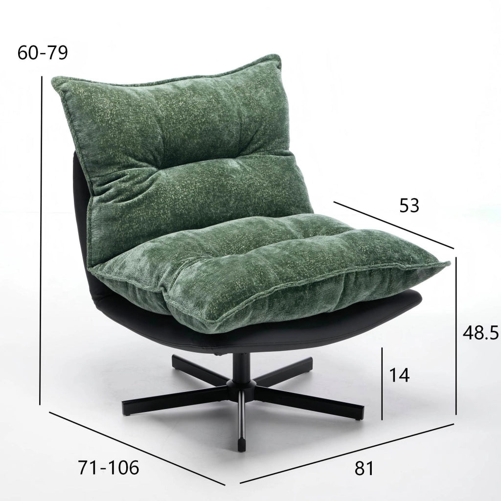 Poltrona relax girevole verde scuro con schienale regolabile