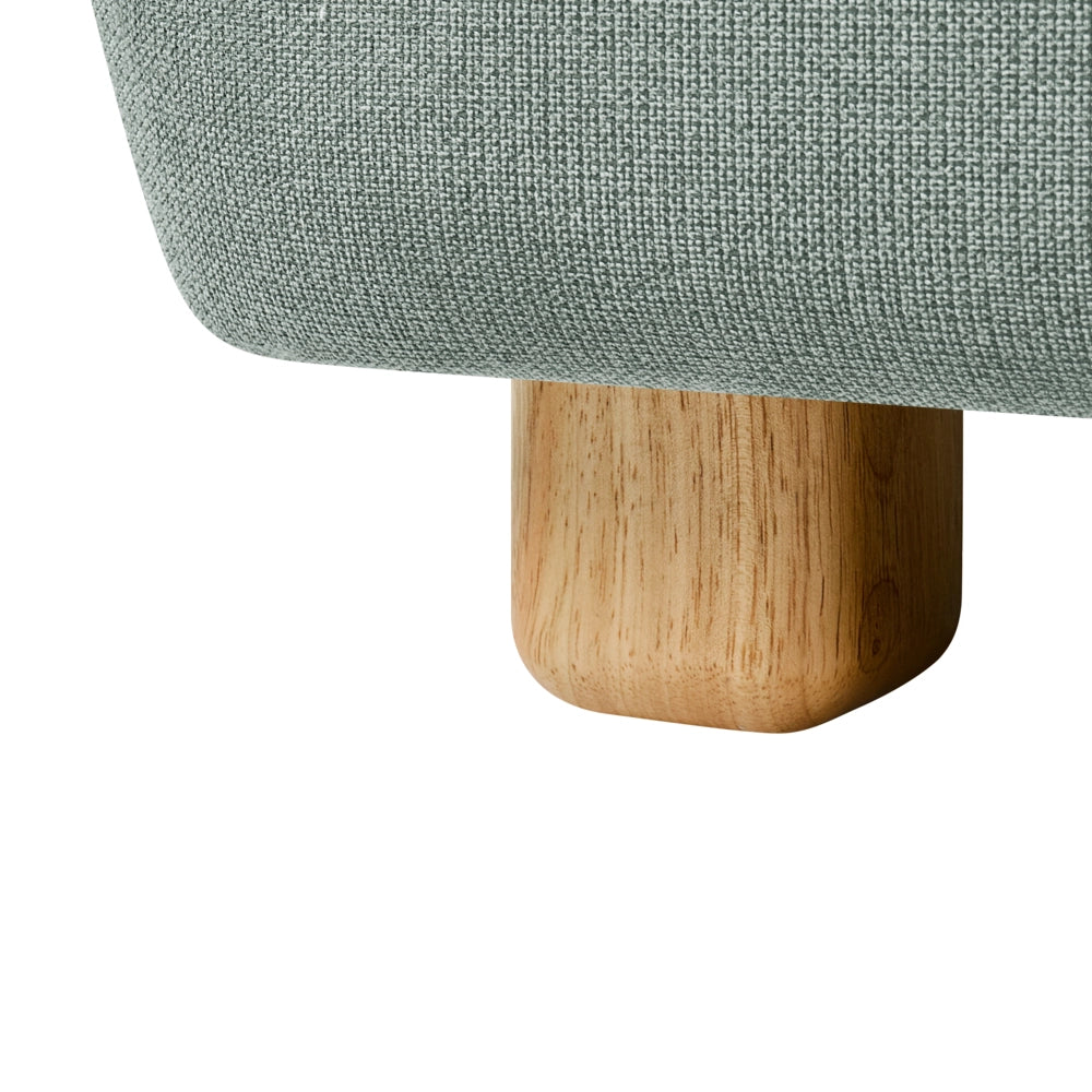 Modulo divano angolare lato destro a 1 posto con tessuto idrorepellente gambe in legno verde chiaro stile moderno a un posto
