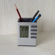 Trade Shop - Portapenne Da Scrivania X Ufficio Casa Con Display Digitale Orologio Illuminato -
