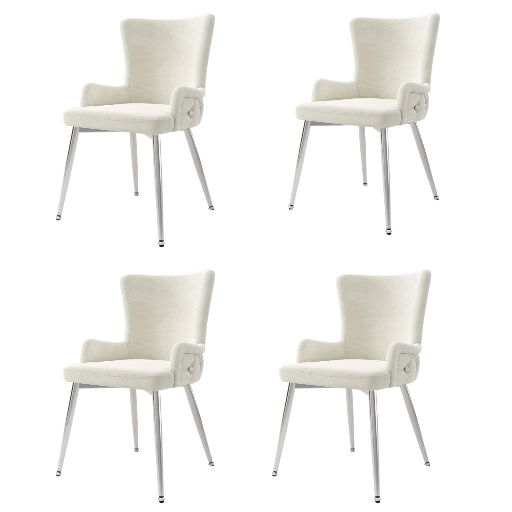 SEDIA da pranzo in velluto beige con gambe in metallo, set da 4 pezzi