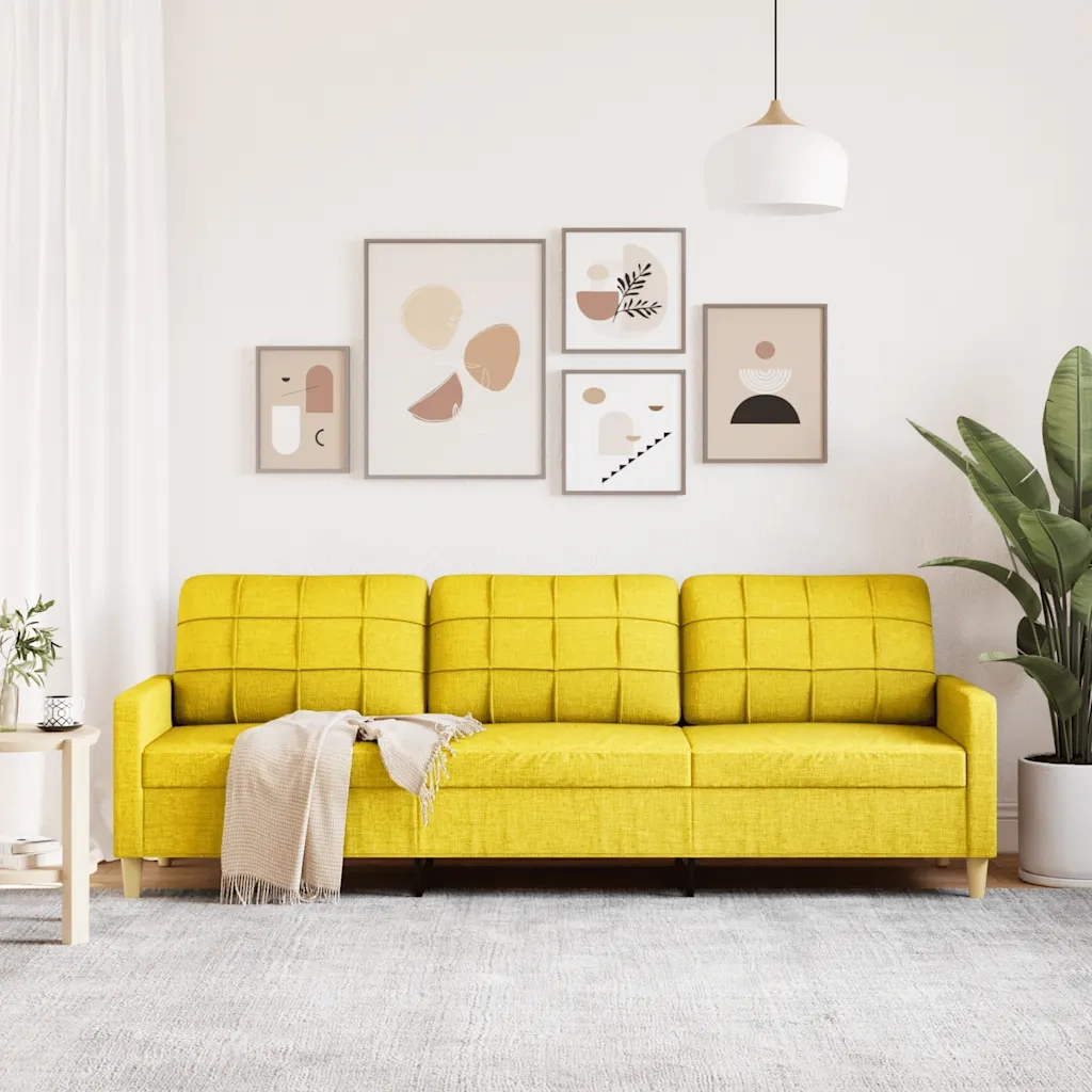 Divano | Divano da soggiorno | Sofa a 3 Posti Giallo 210 cm in Tessuto