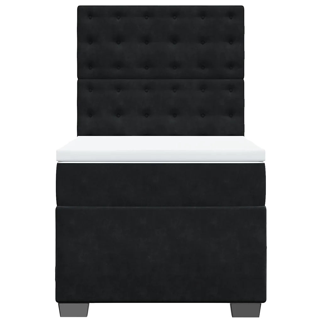vidaXL Giroletto a Molle con Materasso Nero 90x190 cm in Velluto