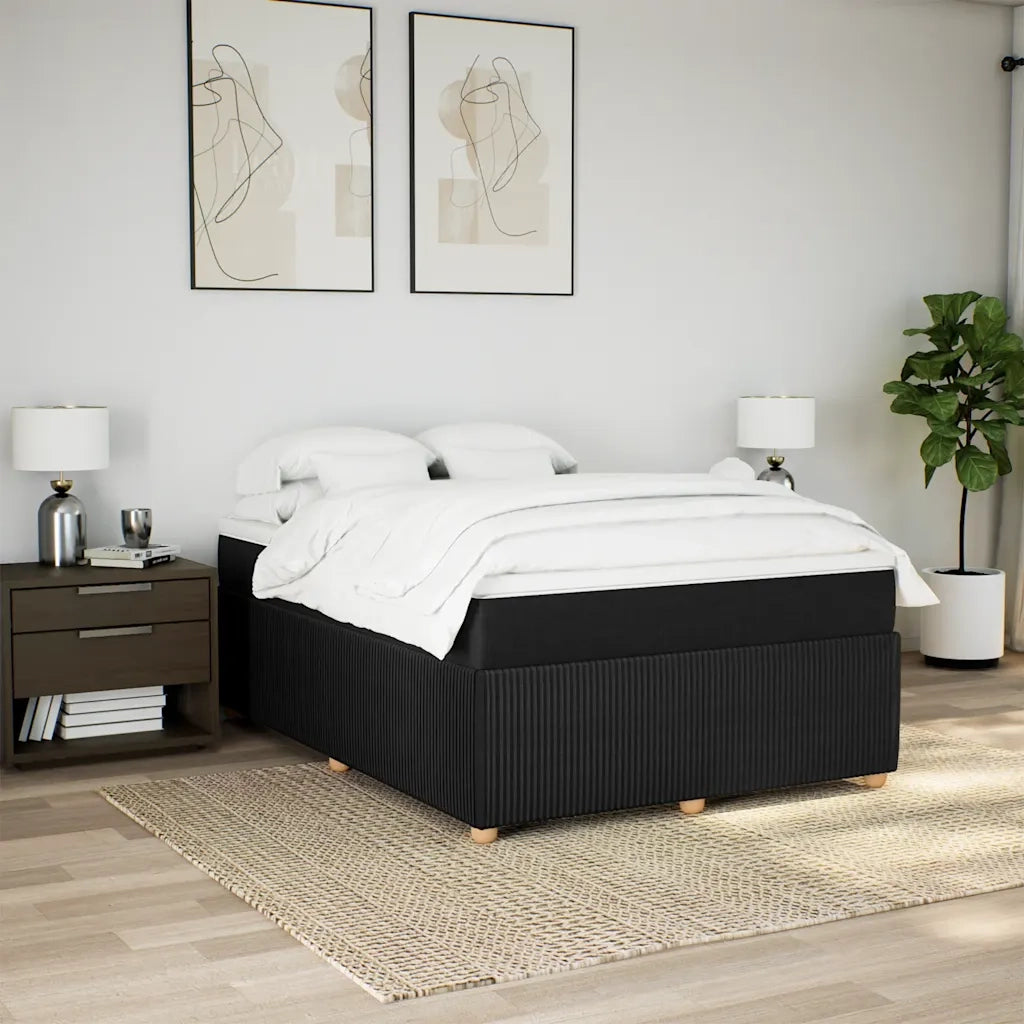 Giroletto a Molle con Materasso Nero 140x200 cm in Tessuto