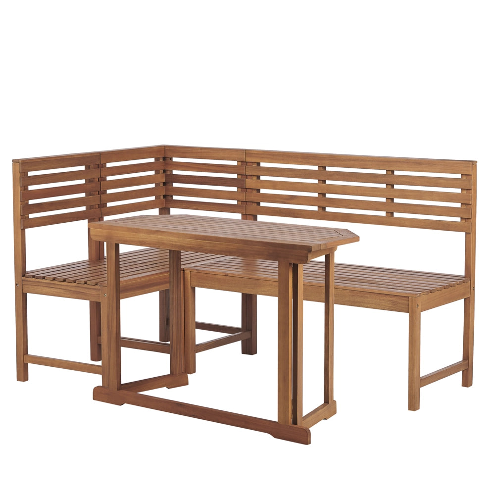 Mobili da balcone modulari Set panca d'angolo Tavolo pieghevole in legno di acacia