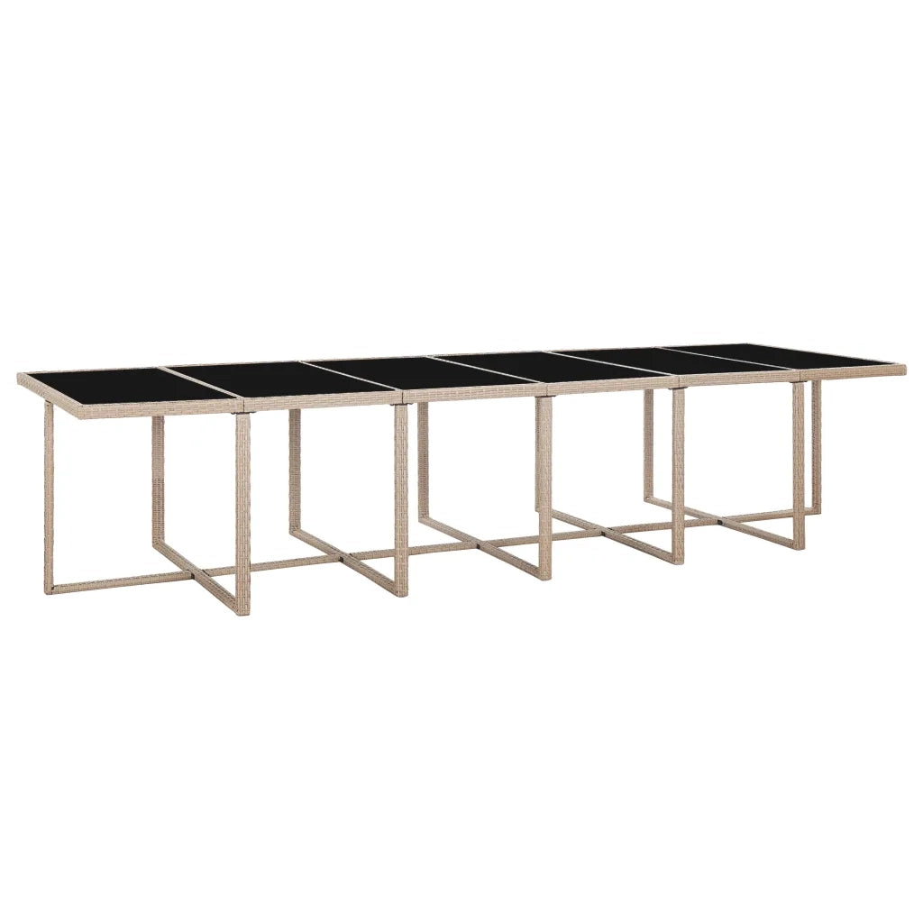 Set da Pranzo da Giardino 17 pz con Cuscini in Polyrattan Beige