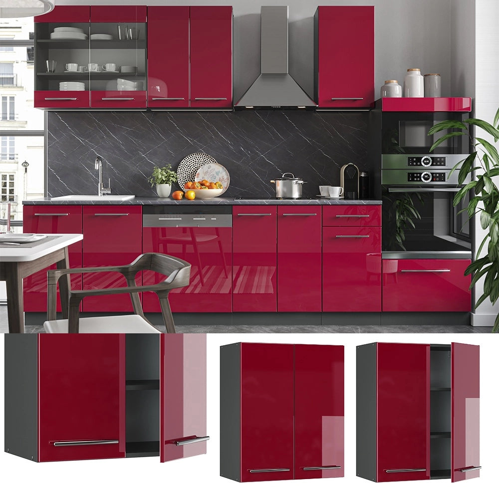 Pensile da cucina Fame-Line Bordeaux lucido/Antracite 60 cm Vicco