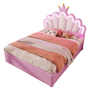 Letto imbottito 140x200 cm; testiera regolabile e 2 cassetti; PU rosa (Senza materasso)