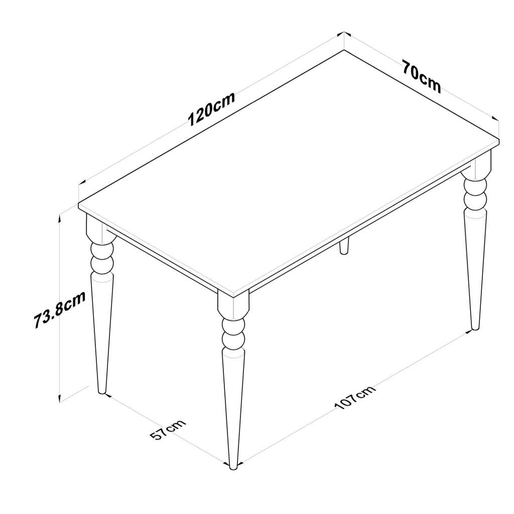 Cingoli, Tavolo Fisso 6 Posti, 120x70x74h cm Bianco