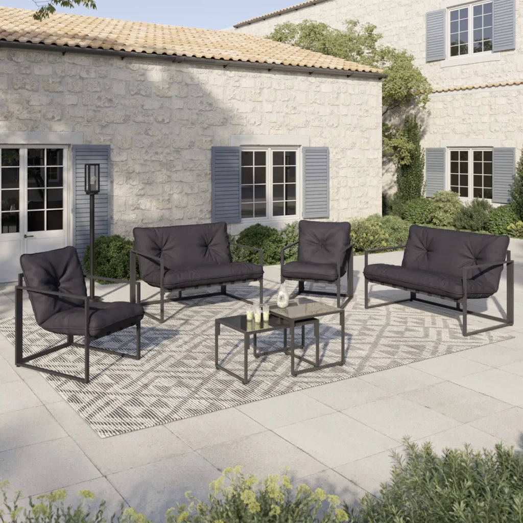 IDMarket - Set di mobili da giardino bassi NAIROBI 6 posti in acciaio grigio antracite