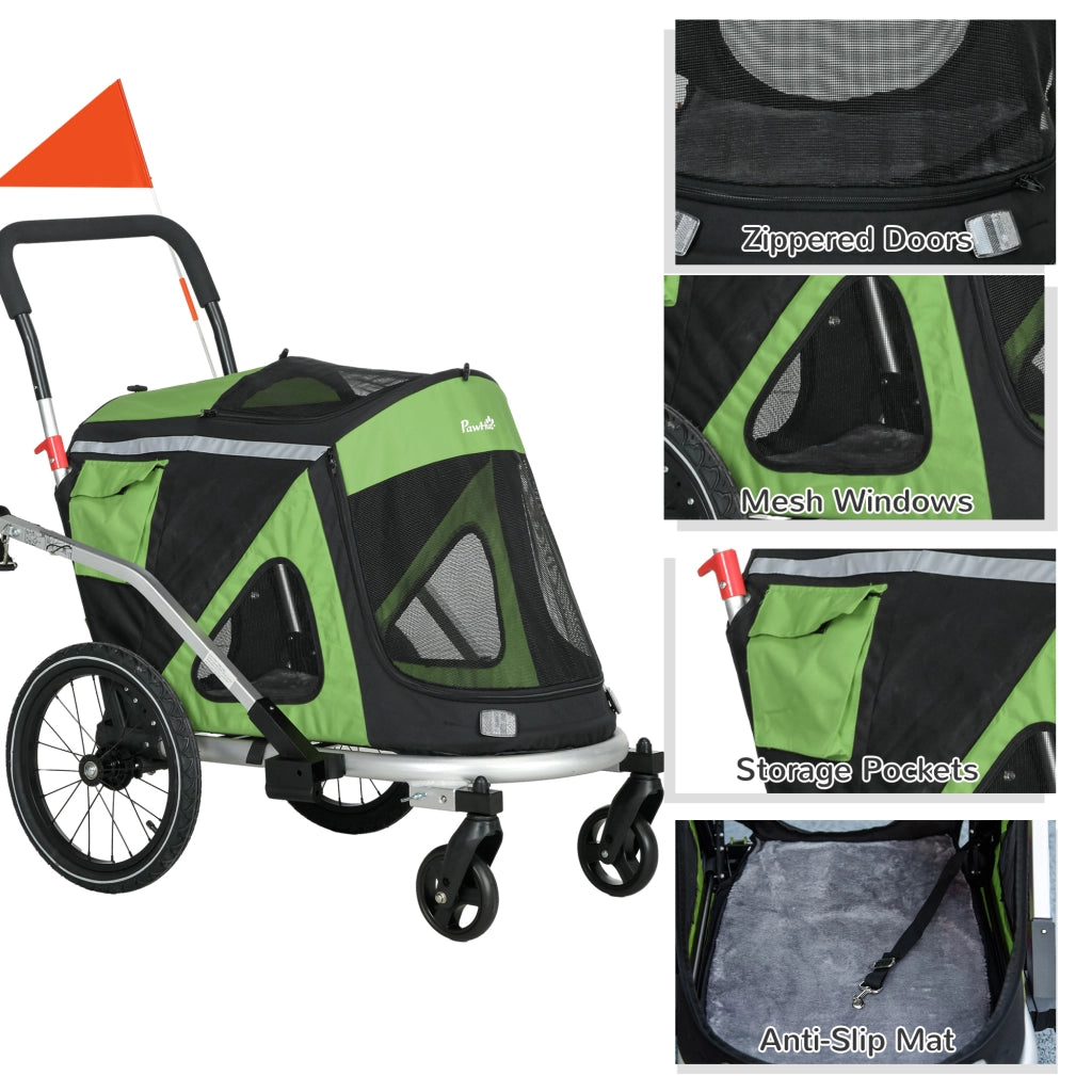 Carrello per cani 2 in 1 ¨C zephmum ¨C Verde 150x68x95 cm