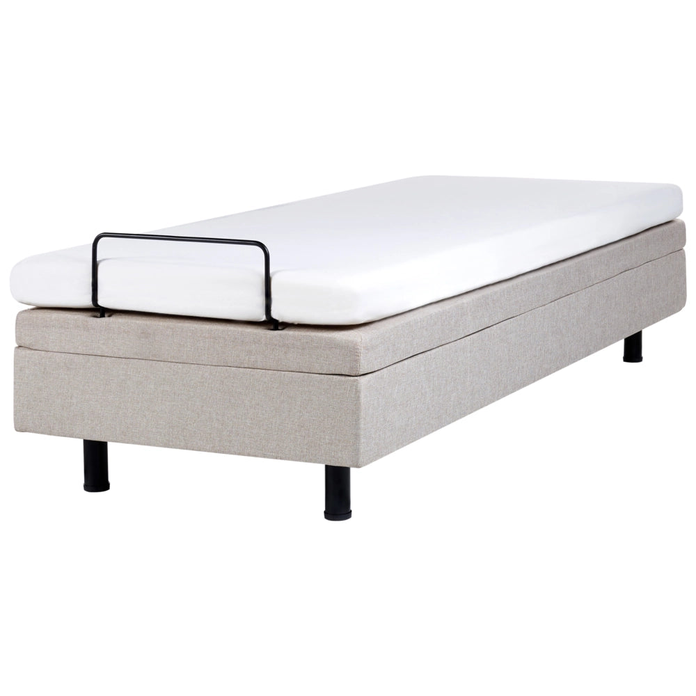 Letto elettrico singolo in poliestere beige chiaro regolabile con telecomando senza testata 80 x 200 cm stile moderno